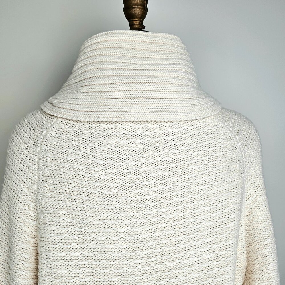 Shipley & Halmos Cotton Cashmere Shawl Collar Cardigan Cream Size L - Picture 8 of 16